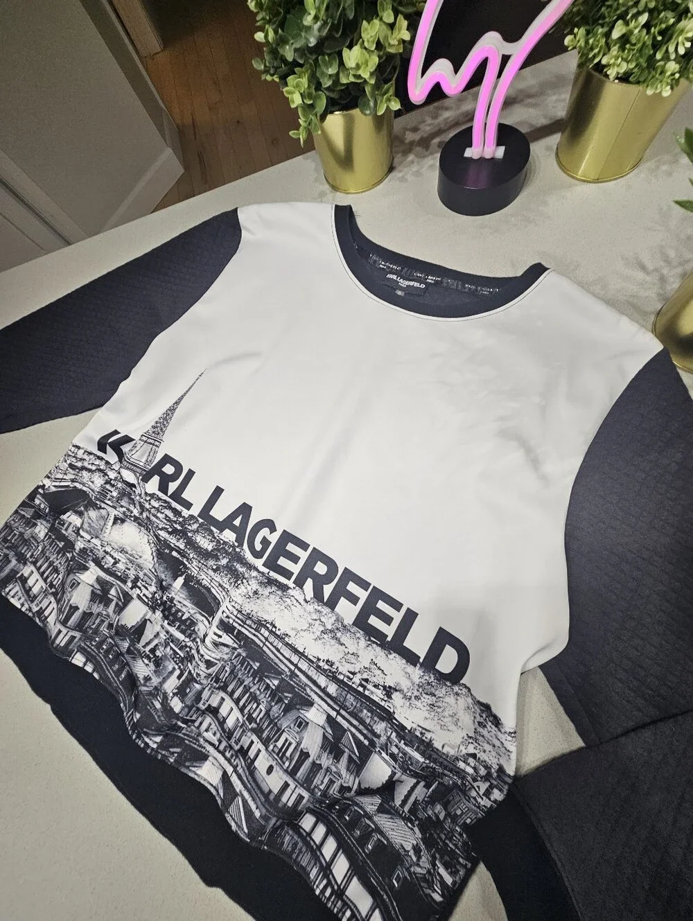 KARL LAGERFELD Sweat Élégant Avec Graphique De Paris Skyline - Picture 3 of 7